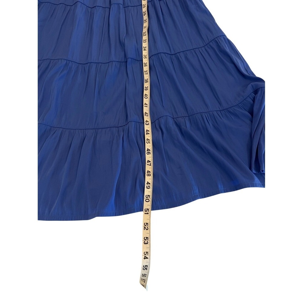 Chico's Blue Smocked Waist Tiered Maxi Dress Flutter Sleeve Size 00 US‎ 2 - Picture 8 of 11